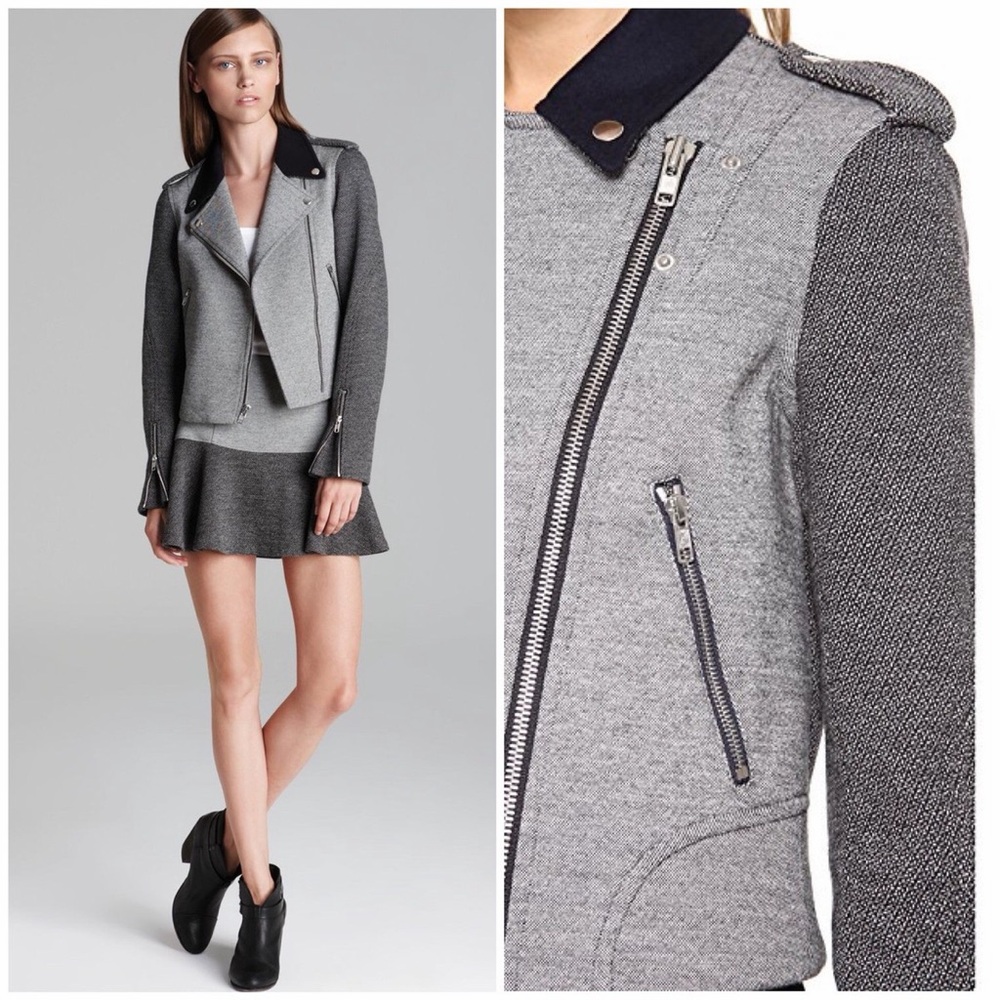 Theory Adashi K Moto Jacket Blazer Tweed Wool Quiet Luxury Business Casual Med - Picture 2 of 16